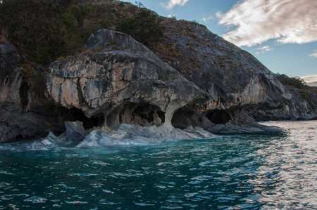 Marmol Cathedral rock formation, Carretera Austral, HIghway 7, Chile.の写真素材