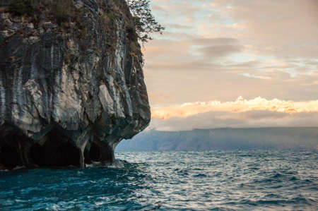 Marmol Cathedral rock formation, Carretera Austral, HIghway 7, Chile.の写真素材