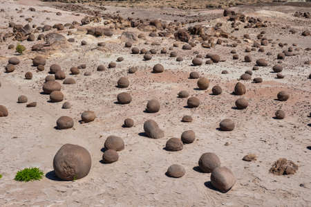 Ischigualasto rock formations in Valle de la Luna, Argentina.の写真素材