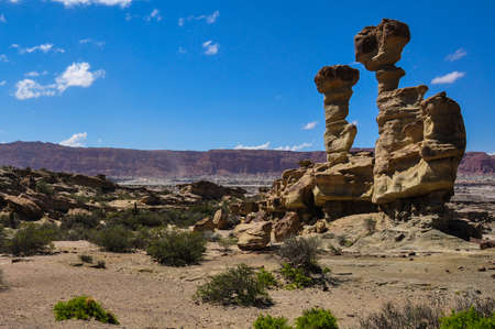 Ischigualasto rock formations in Valle de la Luna, Argentina.の写真素材