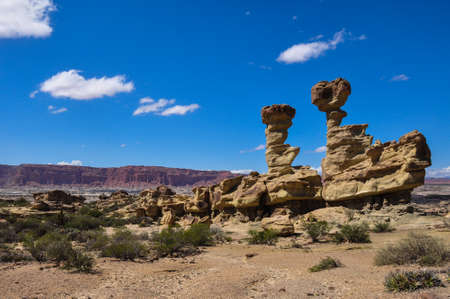 Ischigualasto rock formations in Valle de la Luna, Argentina.の写真素材