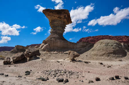 Ischigualasto rock formations in Valle de la Luna, Argentina.の写真素材