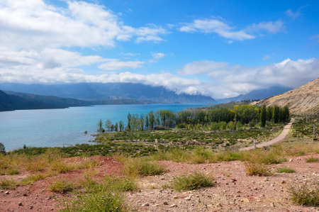 Uspallata landscapes in between Mendoza and Santiago de Chile, Argentina.の写真素材