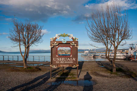 End of the world in Ushuaia, Tierra del Fuego, Argentina.のeditorial素材