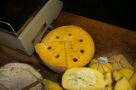 Cheese with Whisky in the holes, gives a special taste! Tandil, Argentina.のeditorial素材
