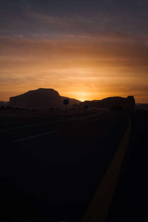 Sunset near Al-Ula in the deserts of Saudi Arabia.の写真素材