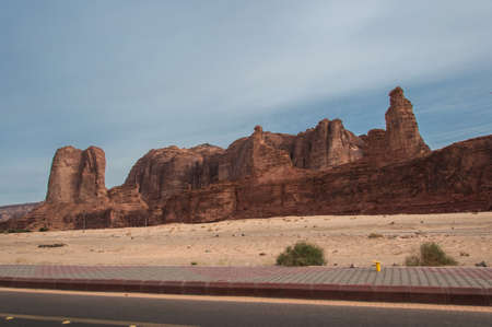 Rock formations near Al-Ula in the deserts of Saudi Arabia.の写真素材