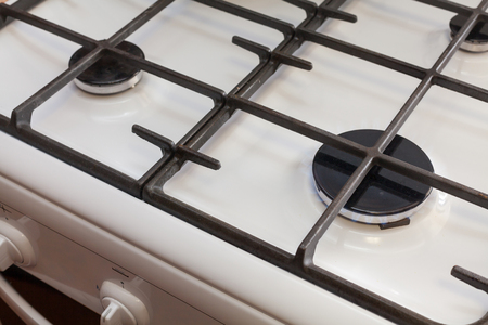 Close up image of fire from gas kitchen stoveの写真素材