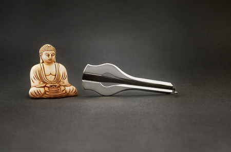 Jew's harp  on grey backgroundの写真素材