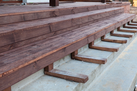 Building a stairs to wooden terraceの写真素材