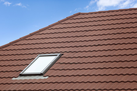 Stone Coated Metal tile Roof with skylight (roof window)の写真素材