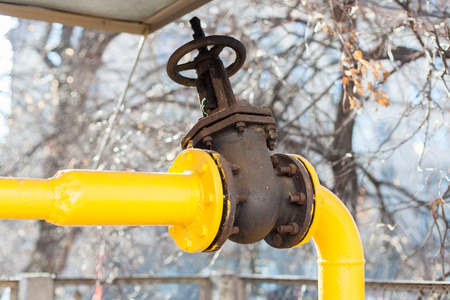 Pipe with metal  hand valveの写真素材