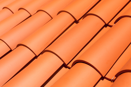 Natural red roof tile patternの写真素材