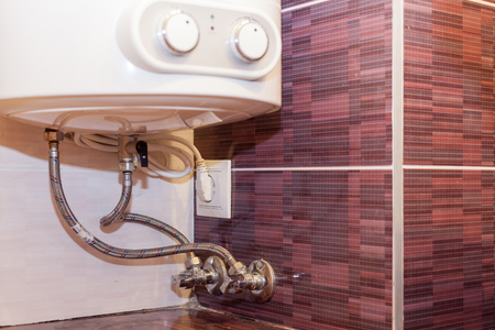 The system of connection of the boiler to the water supply and electricity network.の写真素材