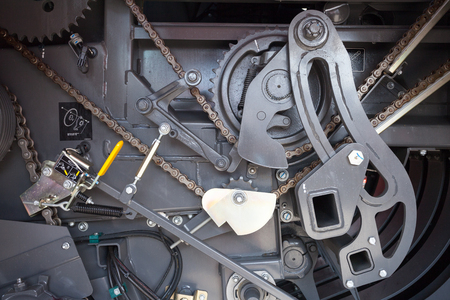 Old gear and chain, machinery part backgroundの写真素材