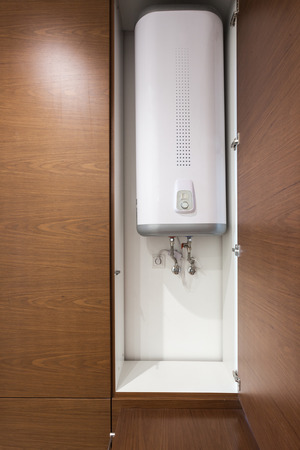 Electric Boiler (wall water heater) in bathroomの写真素材