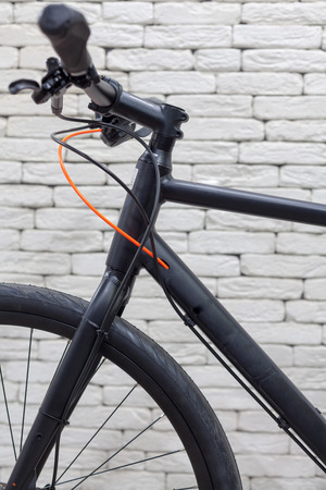 New modern road bicycle on white textured background. Element of a bicycle.の写真素材