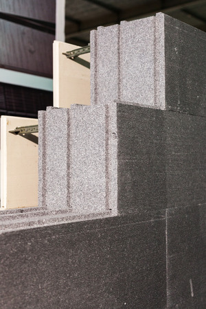 Polystyrene blocks or expanded eps bricks の写真素材