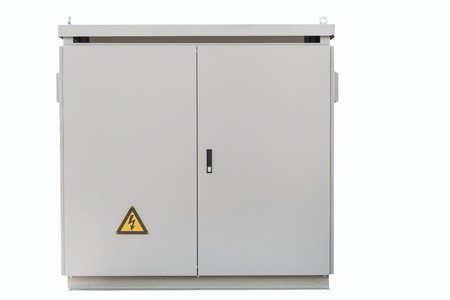 Transformer cabinet, Outdoor electric control box isolated on white with clipping pathの写真素材