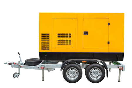 Mobile diesel generator for emergency electric power isolated on white background with clipping pathの写真素材