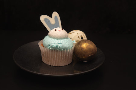 Closeup shot of Easter muffin. Minimalistic compostion