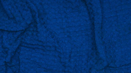 Texture of rumpled kitchen blue towelの写真素材