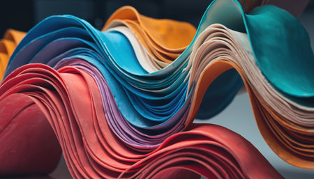 Dynamic colorful waves create a stunning abstract background. Perfect for modern art prints, creative projects, or visual designs needing bold impact.の素材