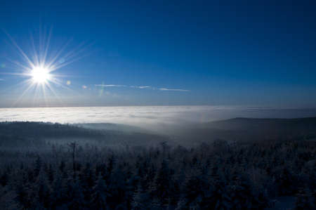 sunny day in mountains invites for activityの写真素材