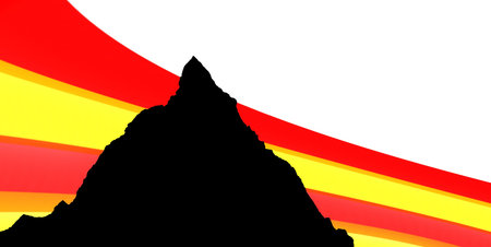 colour wave and mountain silhouetteの写真素材