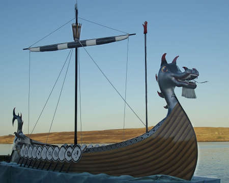 Up-Helly-Aa viking longshipの写真素材