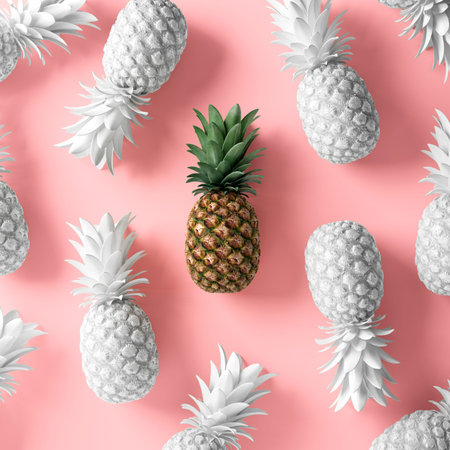 Painted pineapple concept. Vegan background