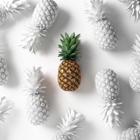 Painted pineapple concept. Vegan background
