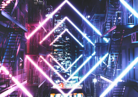 Neon background. Electronic light night background concept.