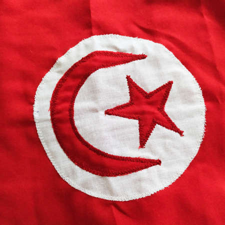 Tunisia flag. Fabric handmadeの写真素材