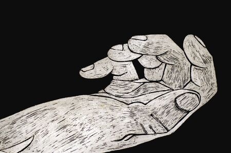 Hand scratched & painted line artの写真素材