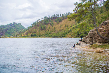 People Fishing in Lake Lut Tawar Takengon Acehの写真素材