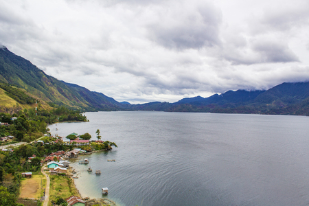Small Village On the Edge of The Lake Lut Tawar Takengon Acehの写真素材