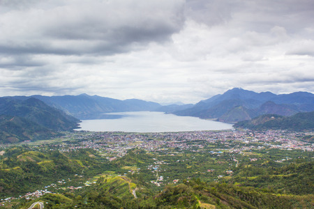 Takengon City Aceh Cloudy View From The Top of The Hillの写真素材