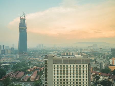 View of Kuala Lumpur City From Hotel Window and The Signature Tower Under Construction - Kuala Lumpur, Malaysia, October 06, 2017のeditorial素材