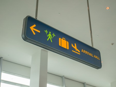 Airport Arrival Signage. Airport Arrival Hall Signageの写真素材