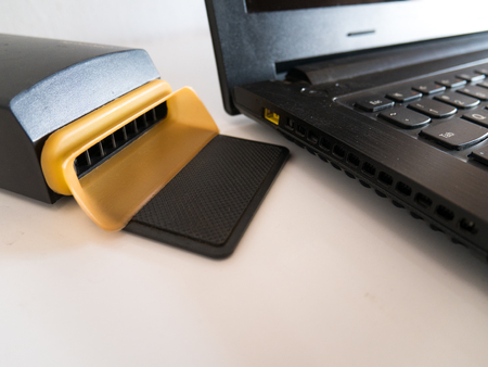 Laptop with vacuum cooler to reducing hot temperature inside the laptop and to make laptop more coolの写真素材