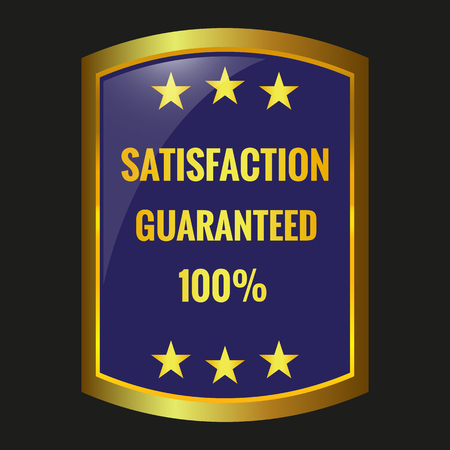 Satisfaction guarantee label on black background.のイラスト素材