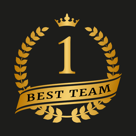 Winner golden laurel wreath on black background. Vector illustrationのイラスト素材