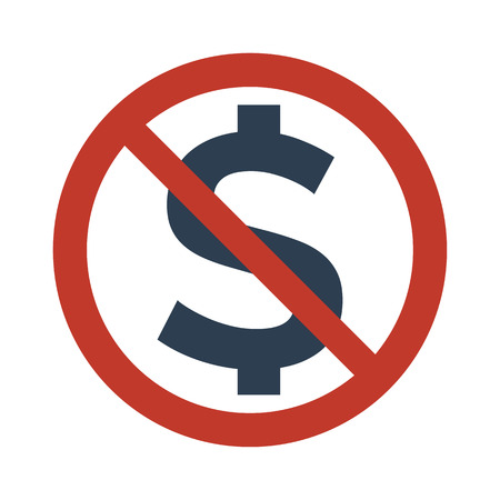 No Money sign on white background. Vector illustration.のイラスト素材