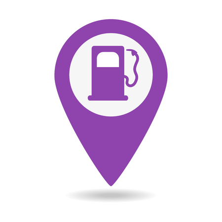 Map pointer with gas station icon on white background. Vector illustration.のイラスト素材