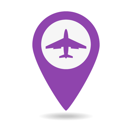 Map pointer with airplane icon on white background vector illustration.のイラスト素材