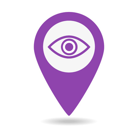Map pin symbol with Eye icon on white background. Vector illustrationのイラスト素材