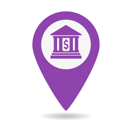 Bank map pointer on white background. Vector illustrationのイラスト素材