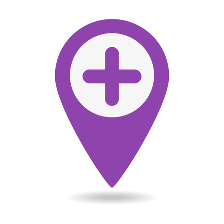 map pin icon hospital on white background. Vector illustrationのイラスト素材