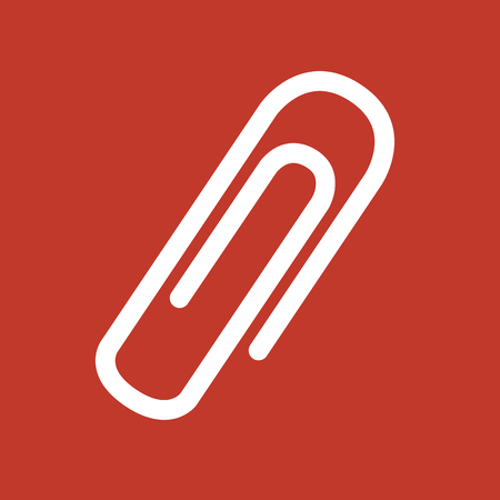 Paper Clip Icon on red background. Vector illustrationのイラスト素材